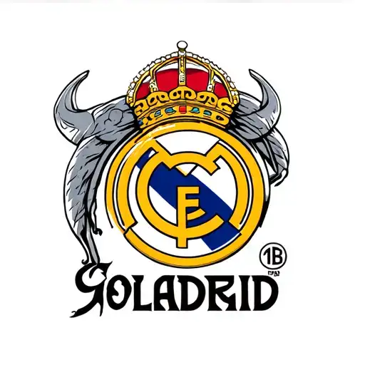 Real madrid logo with viking and cibeles godess tattoo design idea