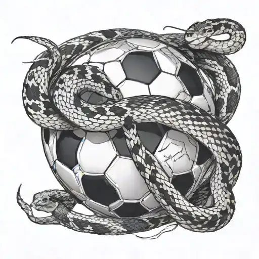 A detailed tattoo of a soccer ball morphing into a snake, representing your love for futbol and the unique wildlife of Colombia tattoo design idea