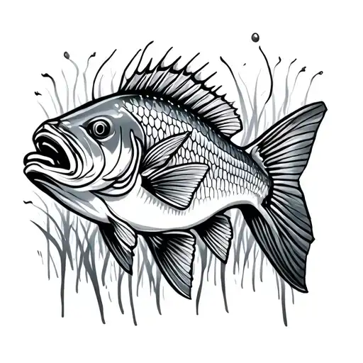 redfish marsh scenery tattoo design idea