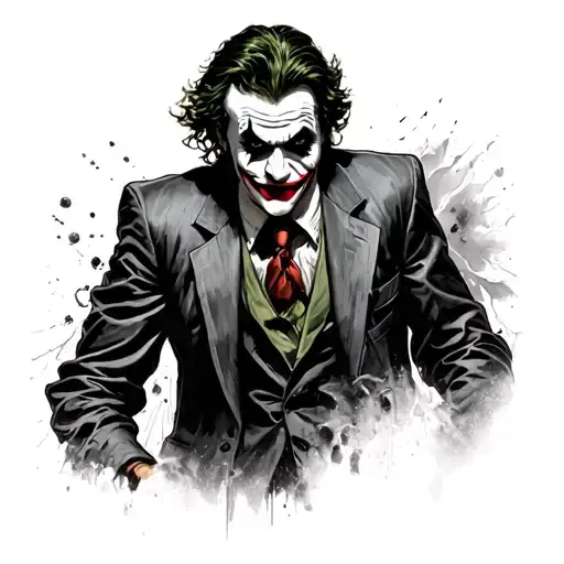 joaquin  phoenix joker black and white tattoo design idea