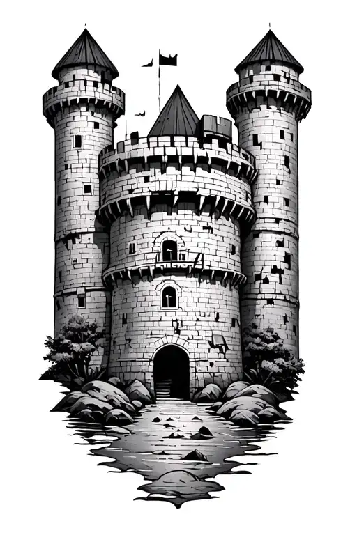 alamo fortress tattoo design idea