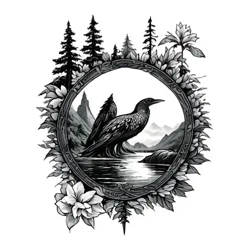 strength and lake district tattoo design idea