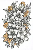 western tooling with orange flowers intertwined tattoo design idea