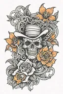 western tooling with orange flowers intertwined tattoo design idea