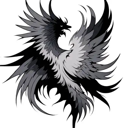 abstract Phoenix chest piece tattoo design idea