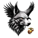wolf head, viking, Marine corps eagle globe tattoo design idea