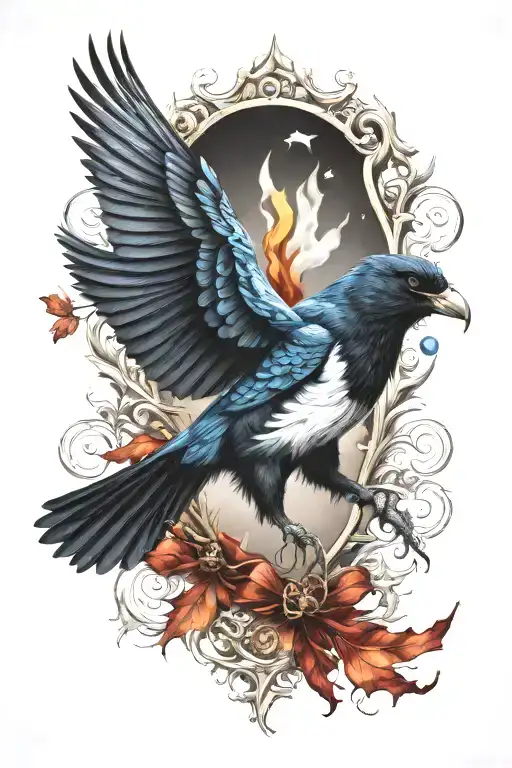 patronus charm magpie, Griffindor house flag tattoo design idea