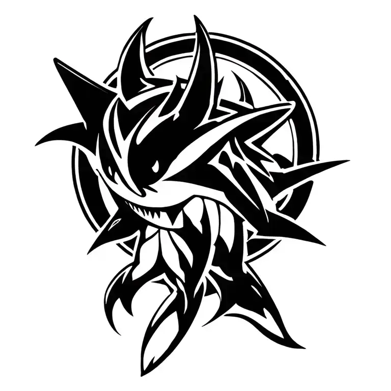 Sharpedo Pokemon in tribal style tattoo design idea