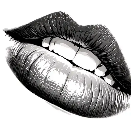 lips like kissed tattoo design idea