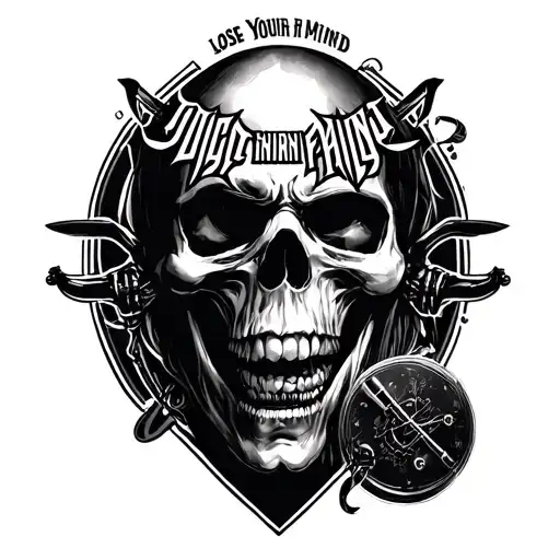 I want to create a tattoo with the sayings "Lose Your Mind and Take Control" from a Judas Priest Band song but no tattoo design idea