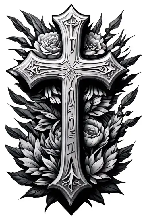 cross, 3d printed, roman dates tattoo design idea