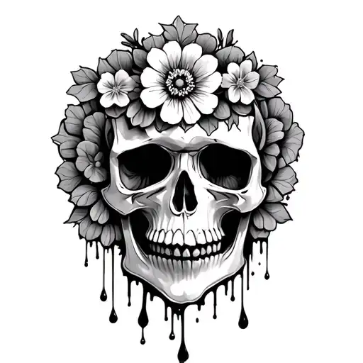 3 part 1)forget me not flower 2)cinquo de mayo skull 3)dripping mandala tattoo design idea