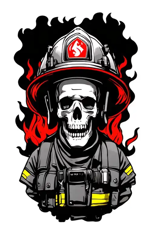 i want a black tattoo with red accents inspired by firefighting tattoo design idea