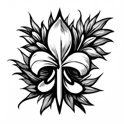 Fleur de lily symbol and Christian cross tattoo design idea