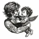 michael angel holding a kid tattoo design idea