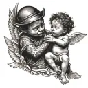 michael angel holding a kid tattoo design idea