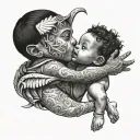 michael angel holding a kid tattoo design idea