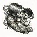 michael angel holding a kid tattoo design idea