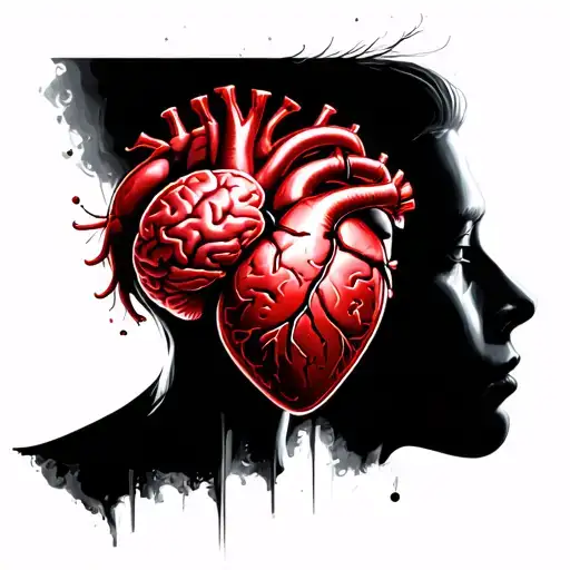 brain vs heart tattoo design idea