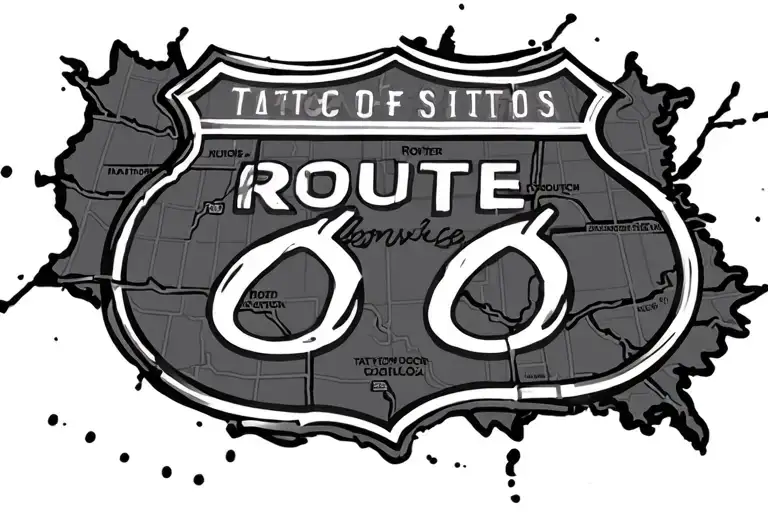Route 66 map outline tattoo design idea