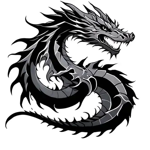 dragon stencil tattoo design idea