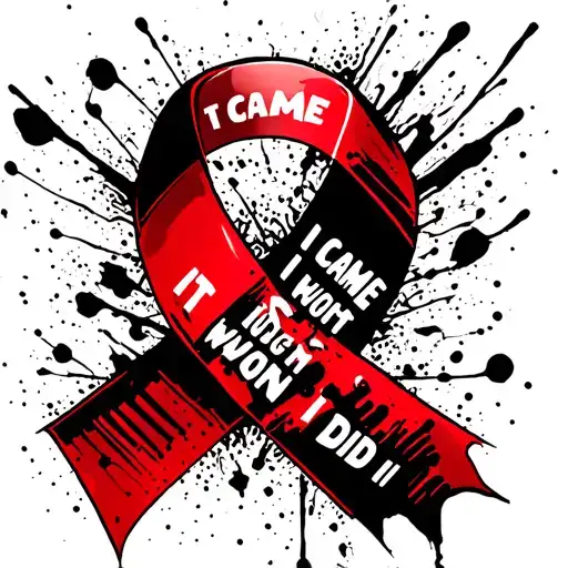 "It came I fought I won I did i" cancer ribbon intertwined tattoo design idea