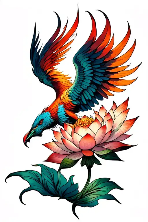 phoenix rising from a lotus flower tattoo tattoo design idea