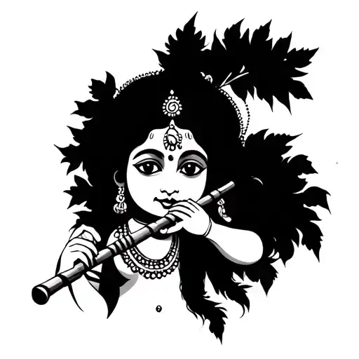 child krishna playing flute tattoo design idea