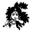 child krishna playing flute tattoo design idea
