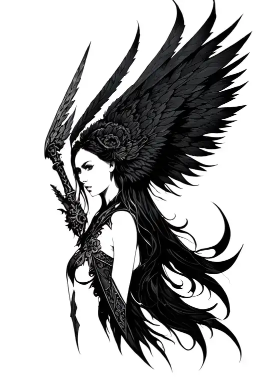 Gunnr Valkyrie warrior tattoo design idea