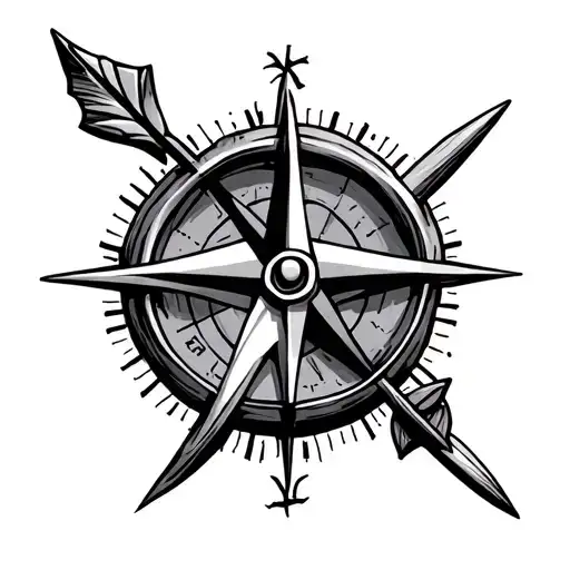 Compass and arrow tattoo smal tattoo design idea