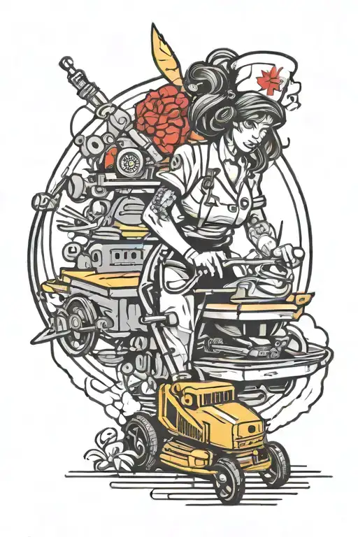 nurse mowing tattoo design idea