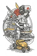 nurse mowing tattoo design idea