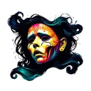 sigilism haooy and sad card mask tattoo design idea