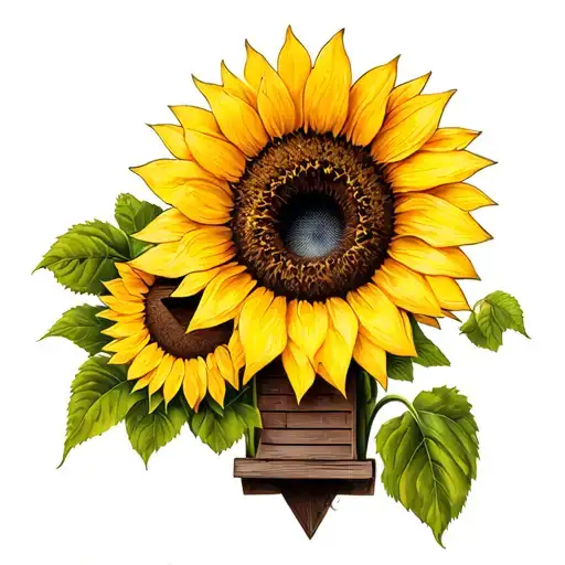 sunflower and birdhouse memorial tattoo tattoo design idea
