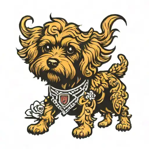 Old School cockapoo dog tattoo design idea