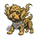 Old School cockapoo dog tattoo design idea