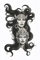 medusa and Pocahontas tattoo design idea