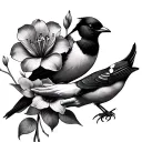 Freesia and Magpie holding hands in a circle tattoo design idea