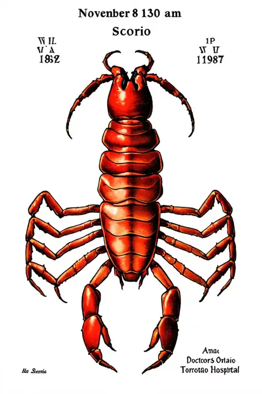 Scorpio astrologic map November 8 1987 in Toronto Ontario around 10:30 am at the doctors hospital  tattoo design idea