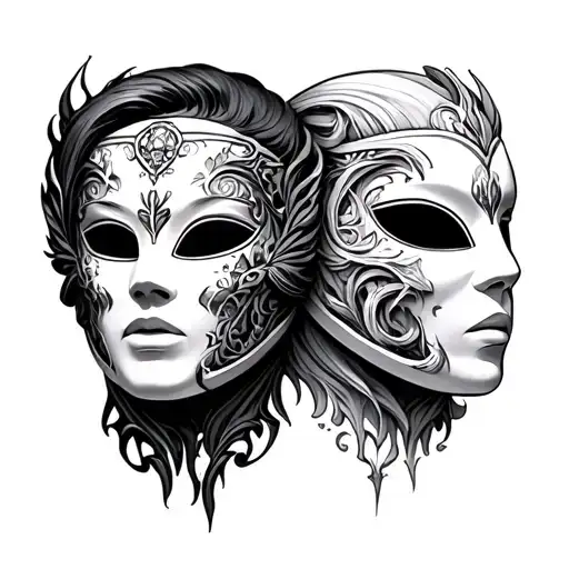 Gemini Mask tattoo design idea