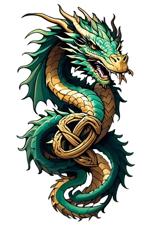 dragon wrapped around celtic knot design incorporating tattoo design idea