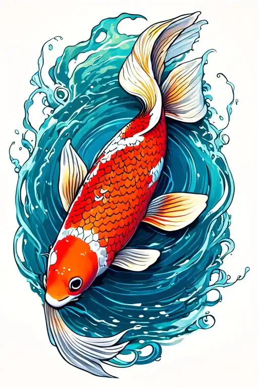 Koi Fish swimming tattoo design idea