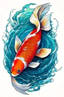 Koi Fish swimming tattoo design idea