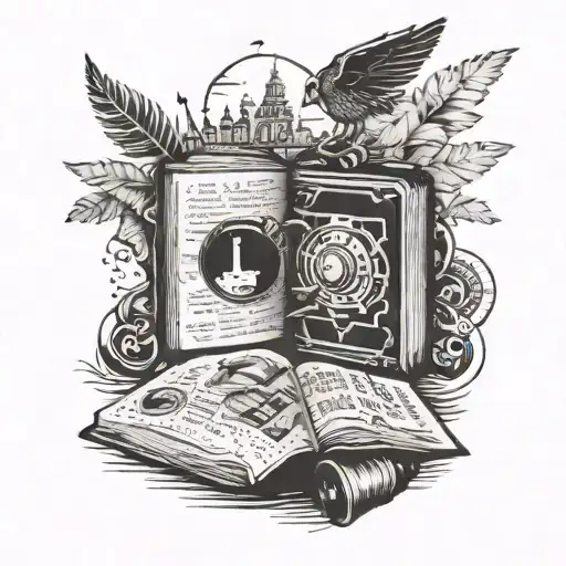 a tattoo about me, that shows that I love to travel, that I was born in the 90s and that I love to read books tattoo design idea