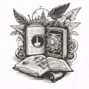 a tattoo about me, that shows that I love to travel, that I was born in the 90s and that I love to read books tattoo design idea