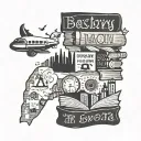 a tattoo about me, that shows that I love to travel, that I was born in the 90s and that I love to read books tattoo design idea