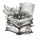 a tattoo about me, that shows that I love to travel, that I was born in the 90s and that I love to read books tattoo design idea