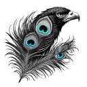 eagle and peacock feather tattoo design idea