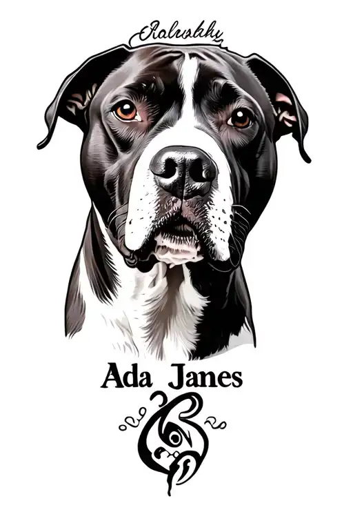 "Ada James" pitbull ears outline tattoo design idea